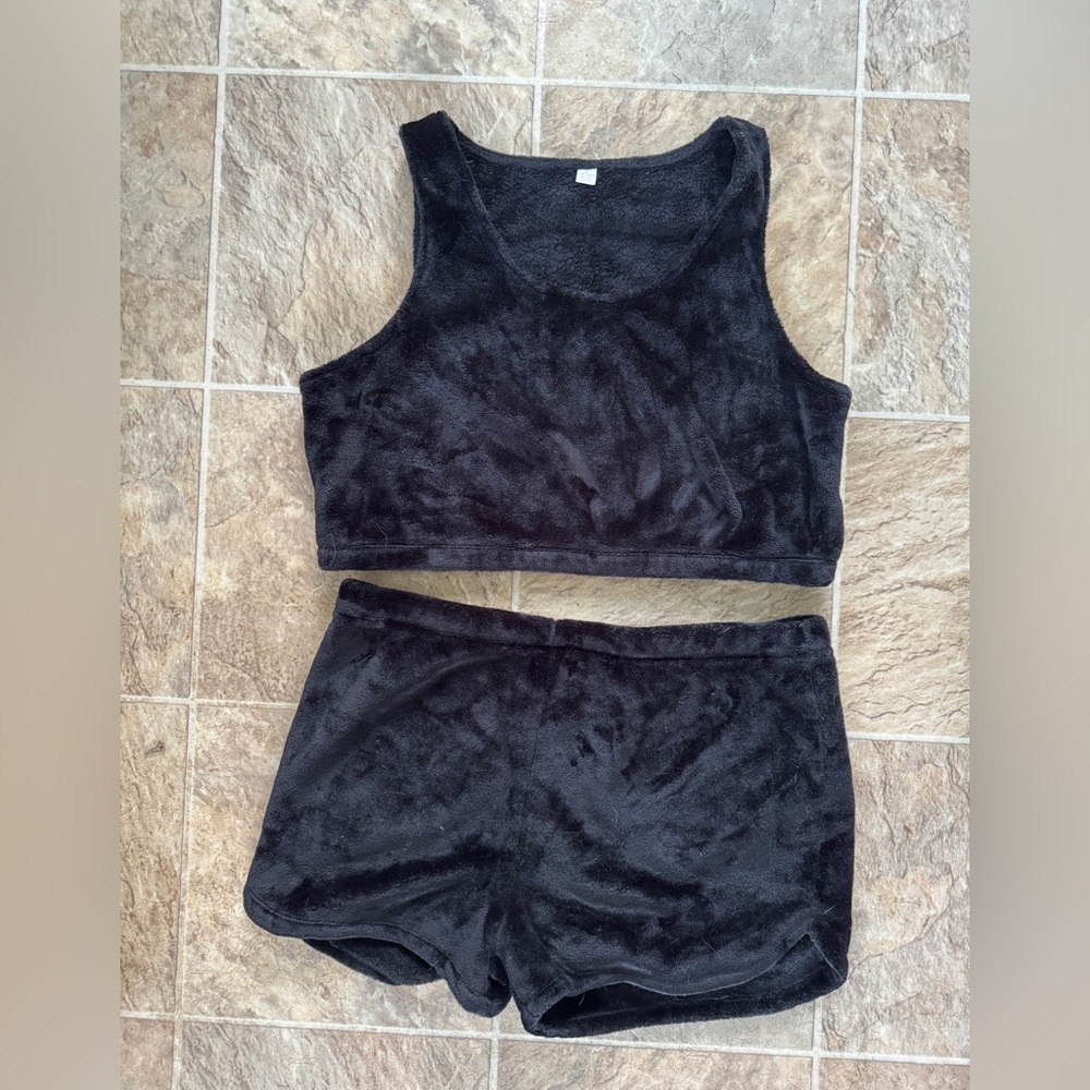 Joe Fresh Black Fuzzy Lounge Set